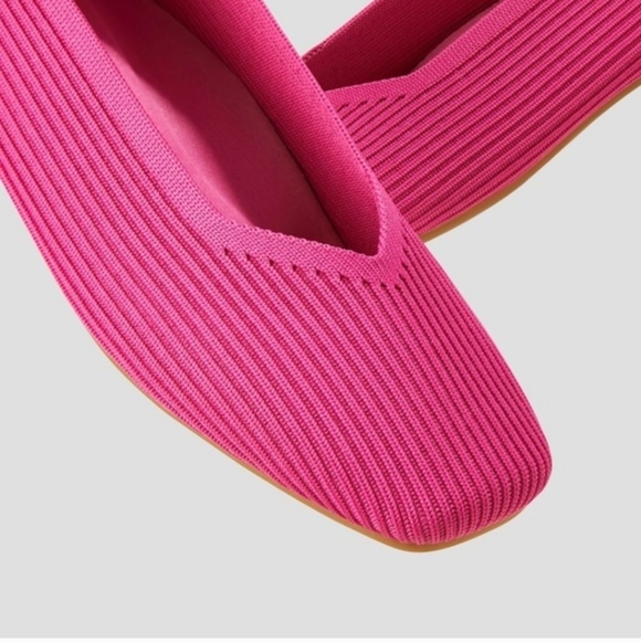 Vivaia Bright Pink Margot Square Toe Ballet Flats Size 39.5 (8.5) - Picture 2 of 9